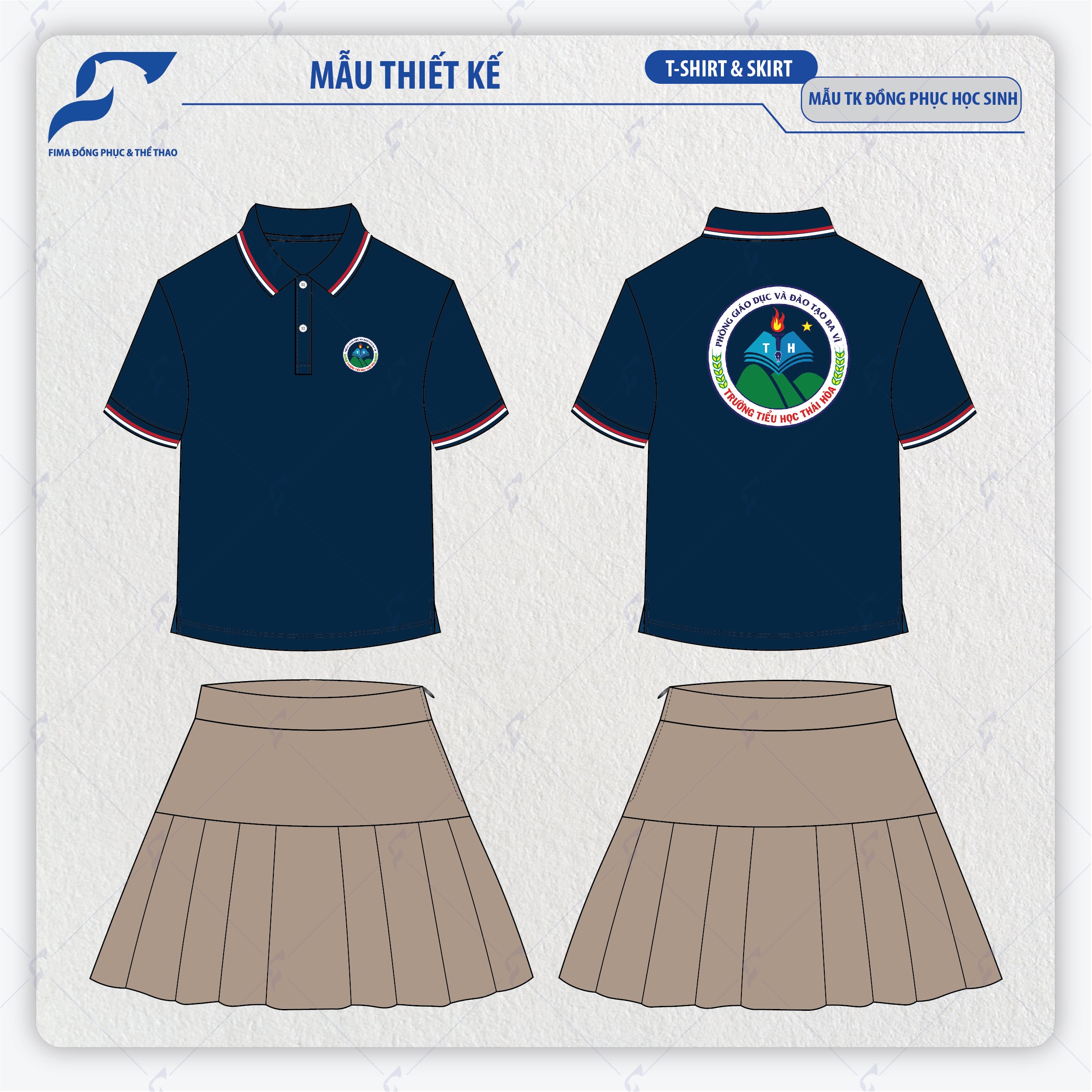 Đồng Phục Học Sinh Kèm Váy Trường Tiểu Học